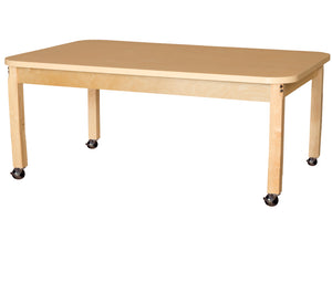 Mobile 36' x 60" Rectangle High Pressure Laminate Table with Hardwood Legs-14"