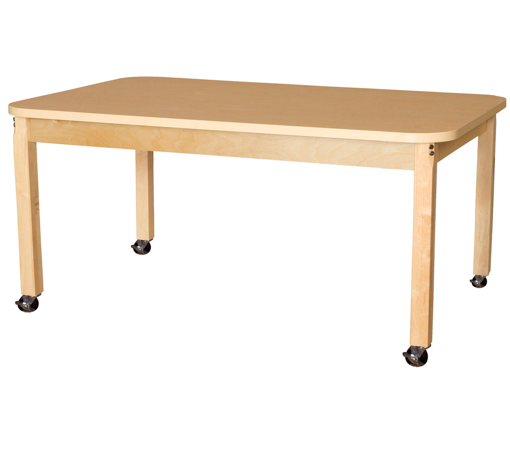 Mobile 36' x 60" Rectangle High Pressure Laminate Table with Hardwood Legs- 22"