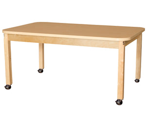 Mobile 36' x 60" Rectangle High Pressure Laminate Table with Hardwood Legs- 22"