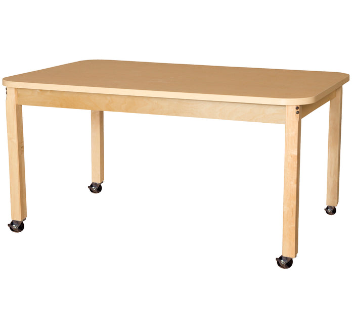 Mobile 36' x 60" Rectangle High Pressure Laminate Table with Hardwood Legs-26"