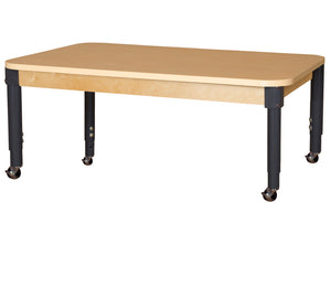 Mobile 36' x 60" Rectangle High Pressure Laminate Table with Adjustable Legs 14-19"