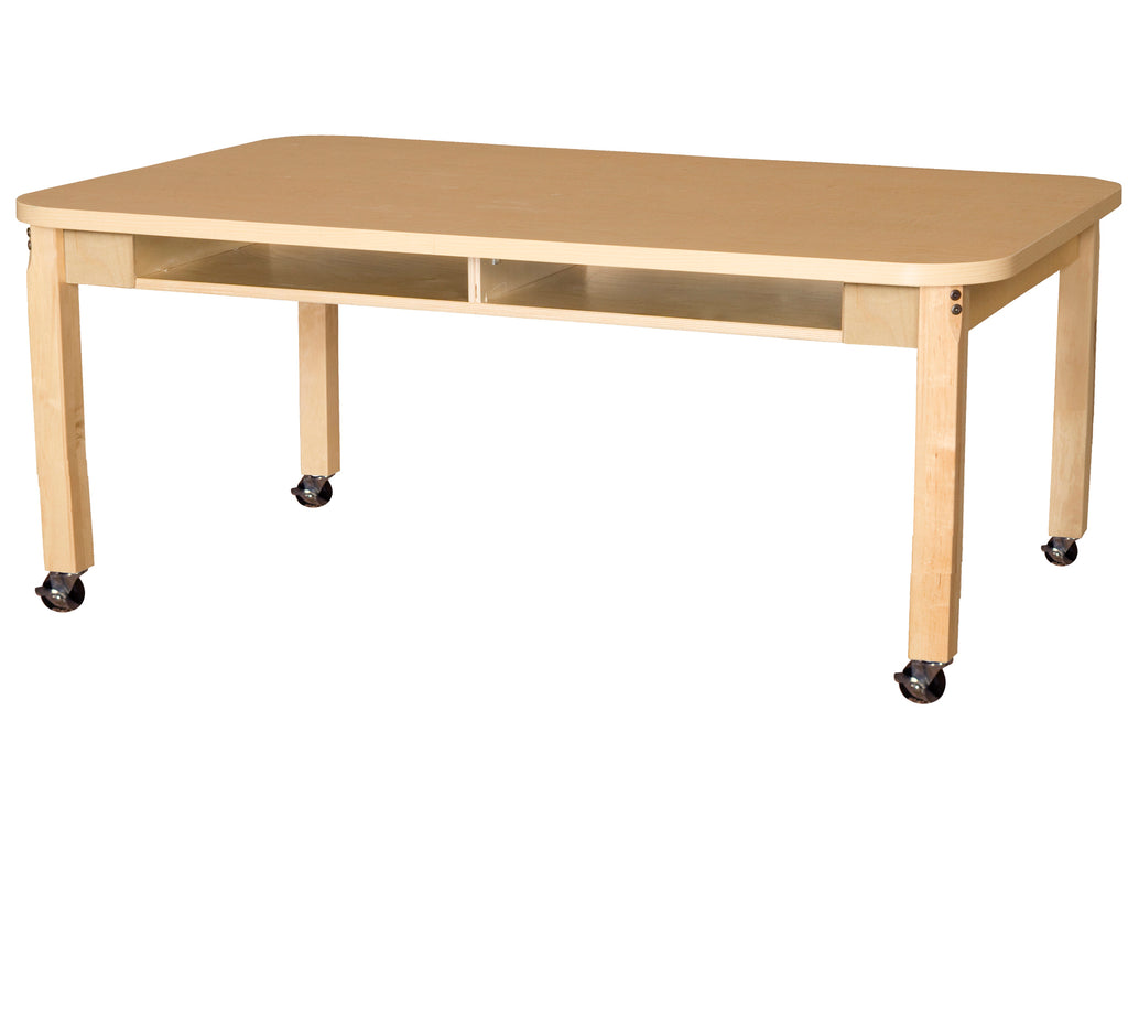 Mobile 36" x 60" Four Seater High Pressure Laminate Desk with Hardwood Legs- 20"