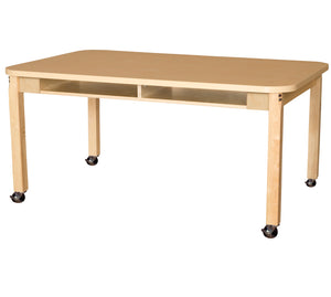 Mobile 36" x 60" Four Seater High Pressure Laminate Desk with Hardwood Legs- 22"