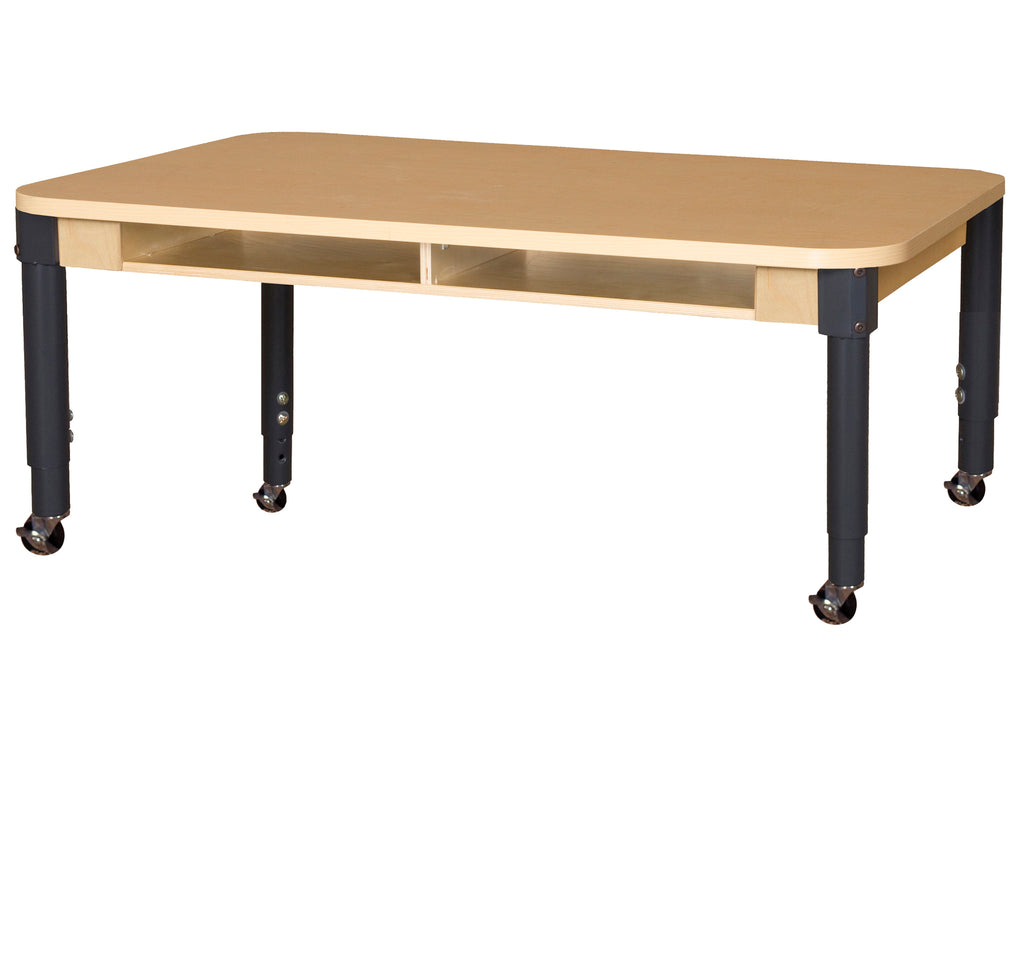 Mobile 36" x 60" Four Seater High Pressure Laminate Desk with Adjustable Legs 14-19"