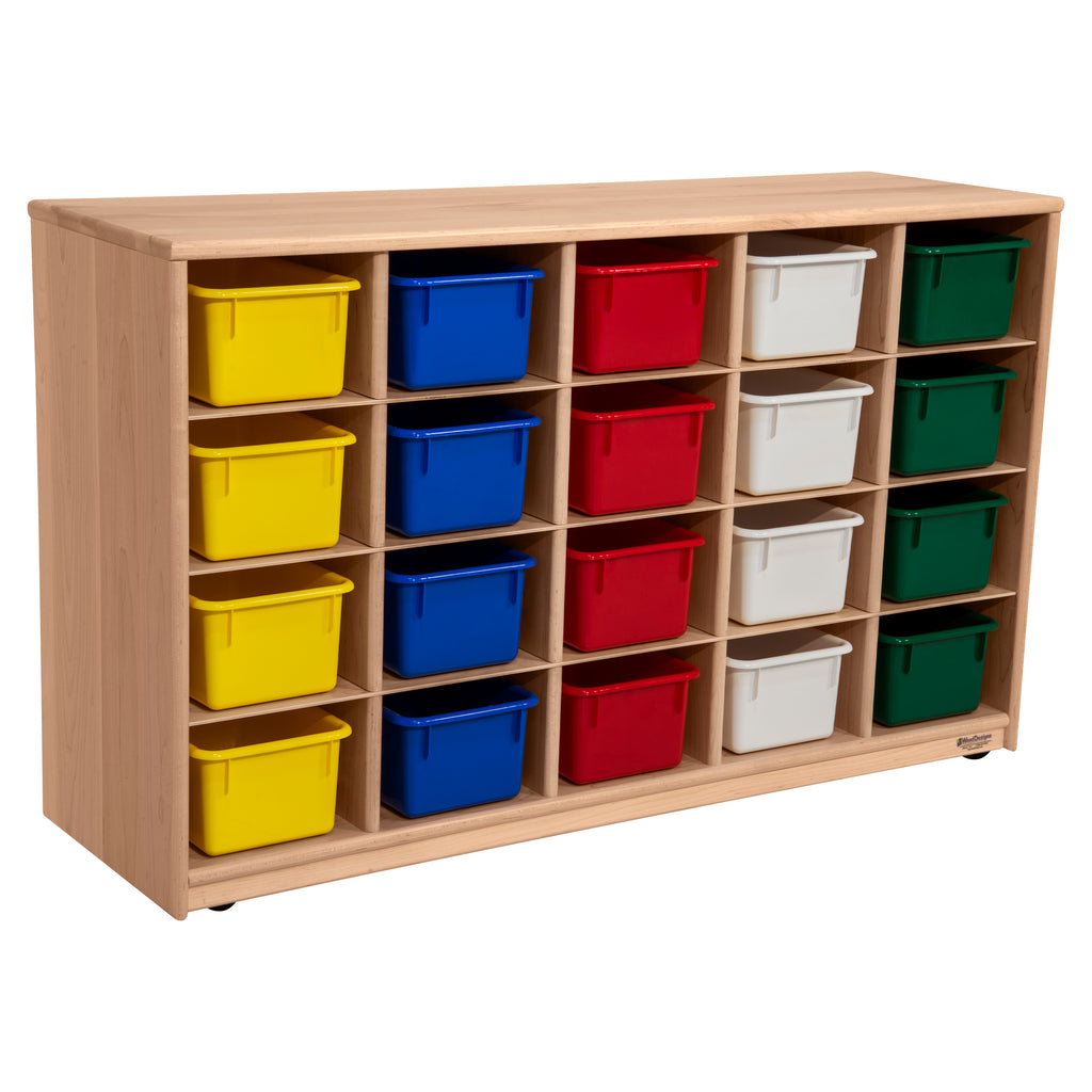 Maple Heritage (20) Cubby Tray Storage with Assorted Trays