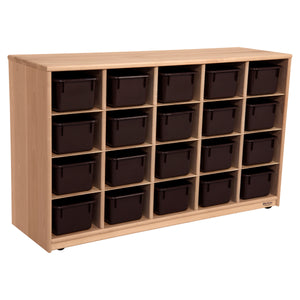 Maple Heritage (20) Cubby Tray Storage with Brown Trays