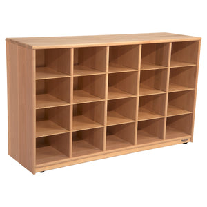 Maple Heritage (20) Cubby Tray Storage with Brown Trays