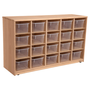 Maple Heritage (20) Cubby Tray Storage with Translucent Trays