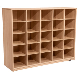 Maple Heritage (25) Cubby Tray Storage with Brown Trays