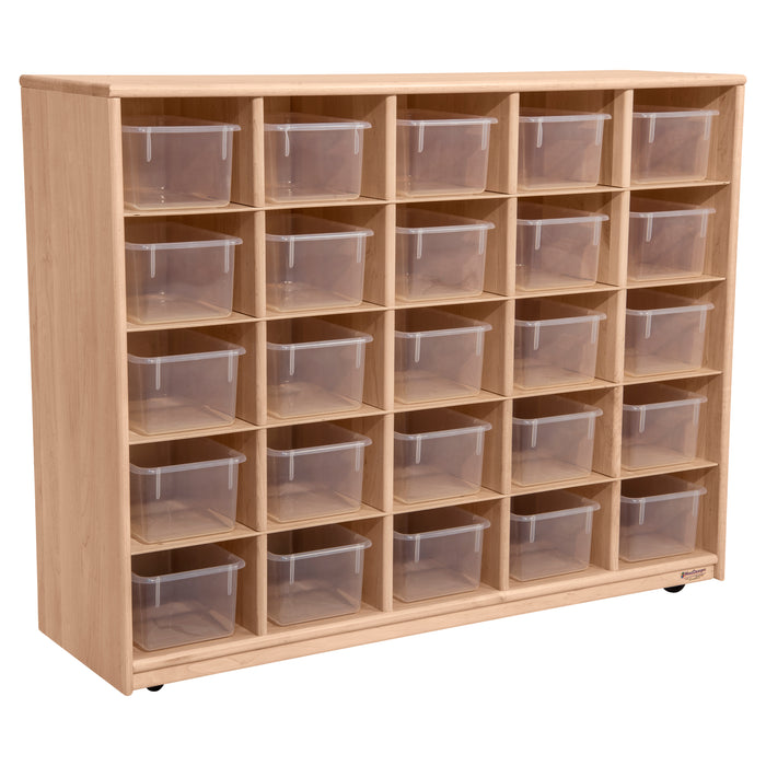 Maple Heritage (25) Cubby Tray Storage with Translucent Trays