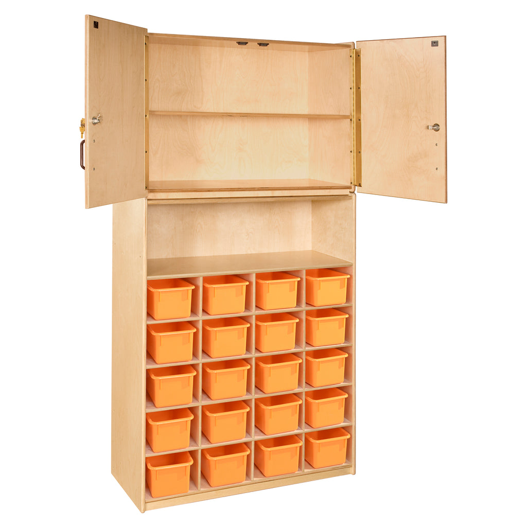 20 Tray Vertical Storage Cabinet with Orange Trays