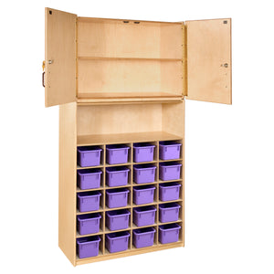 20 Tray Vertical Storage Cabinet with Purple Trays